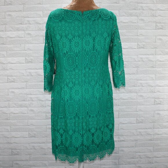 JESSICA HOWARD Dress Floral Lace Overlay Cocktail Party Green 10 Petite - Picture 4 of 13